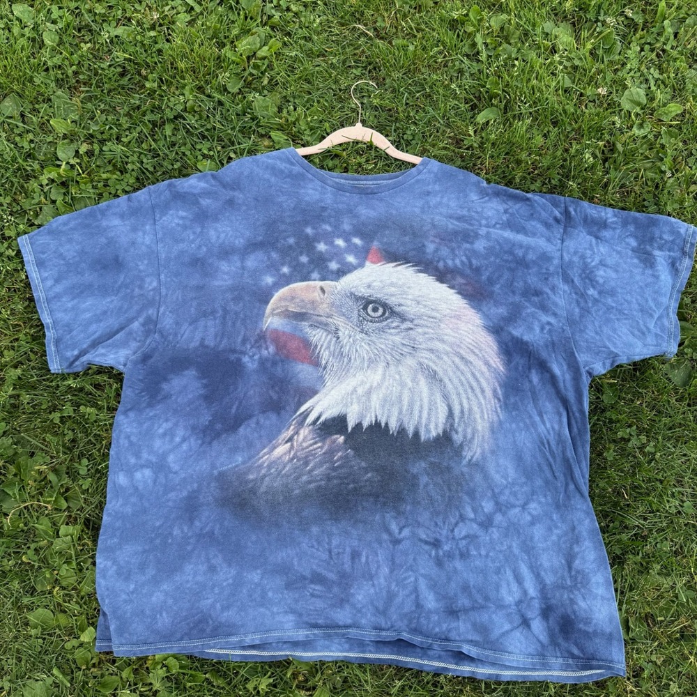 Delta Pro Weight T-Shirt 3XL Blue Bald Eagle American Flag Tie Dye Short Sleeve